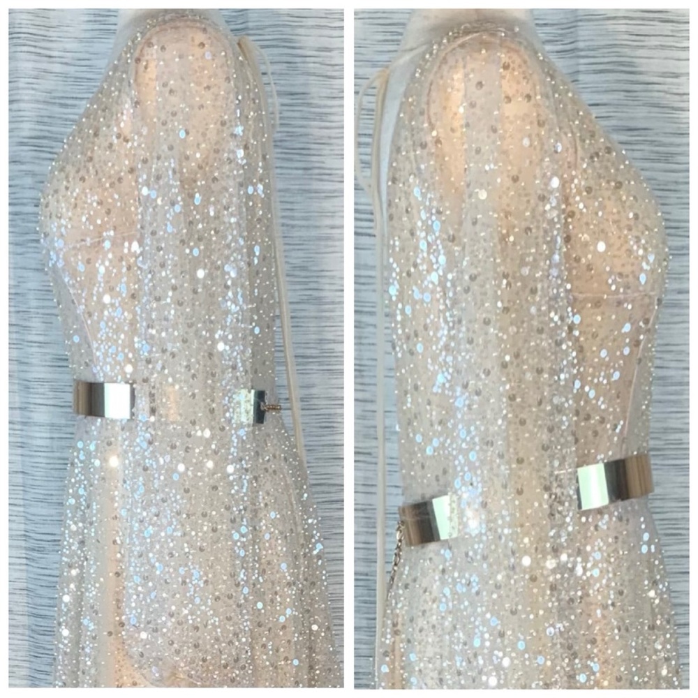 Bliss Cream Long Sleeve Plunge Gown - Picture 14 of 16